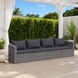 User-Friendly 4 Piece Grey Rattan Sofa Set