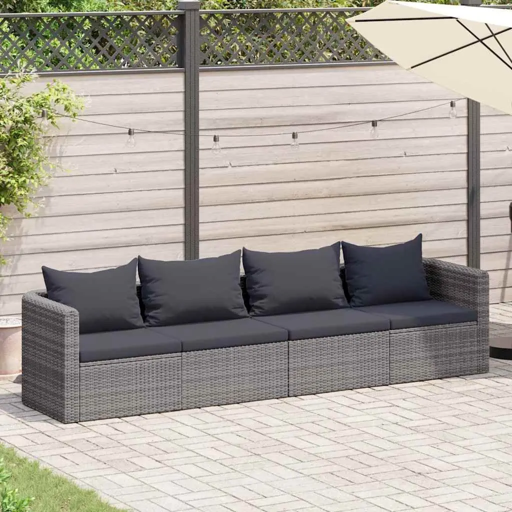 4 Piece Outdoor Garden Sofa Set Grey Rattan Patio Furniture