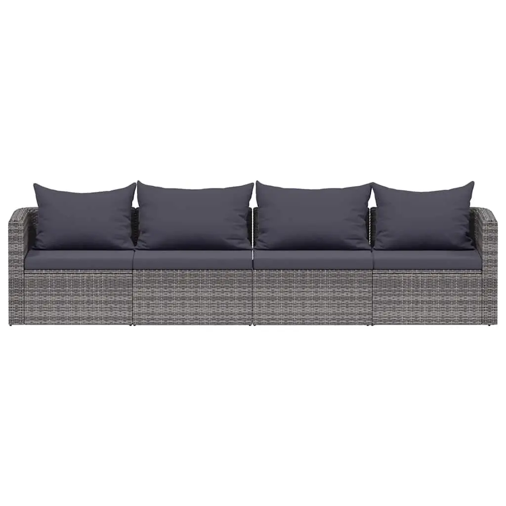 4 Piece Outdoor Garden Sofa Set Grey Rattan Patio Furniture