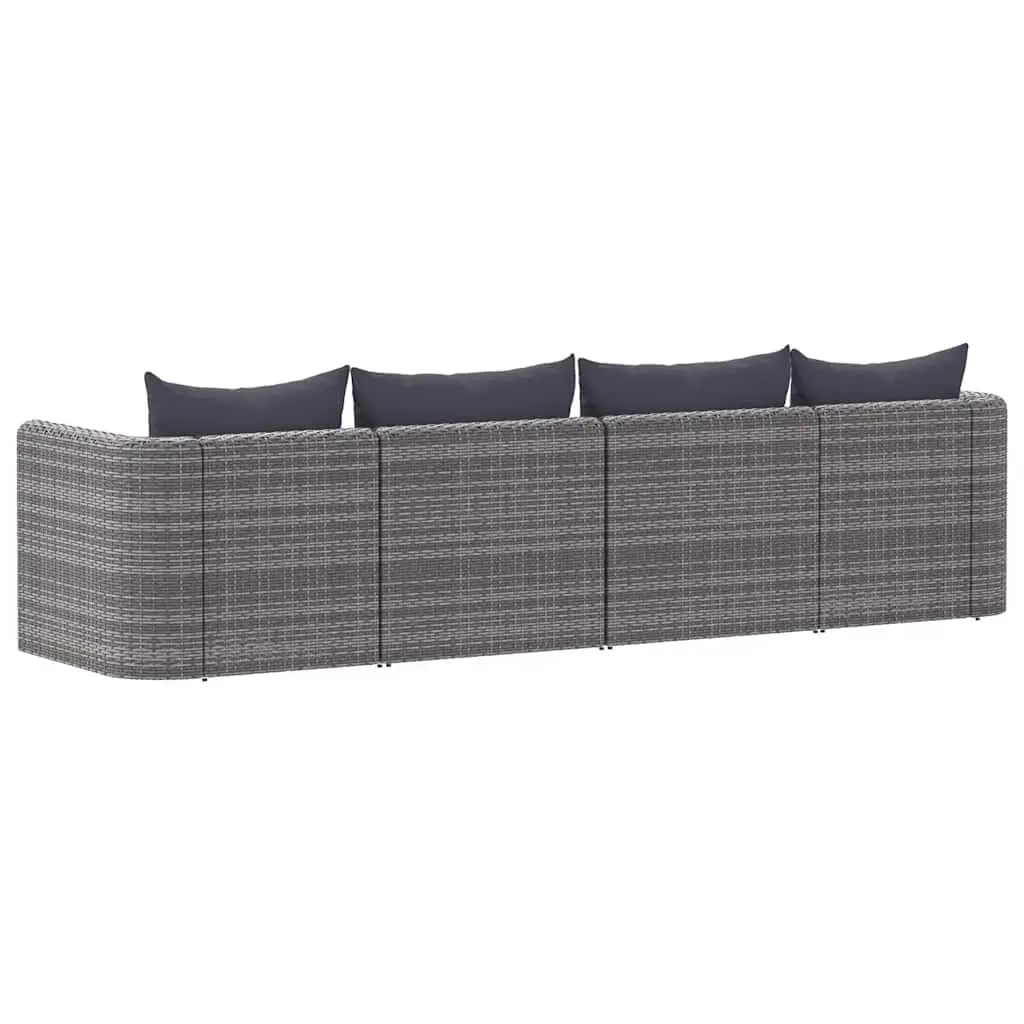 4 Piece Outdoor Garden Sofa Set Grey Rattan Patio Furniture
