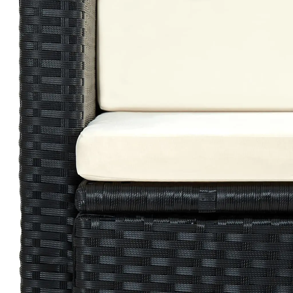 2 Seater Outdoor Sofa Water Resistant Black Poly Rattan with Cushions