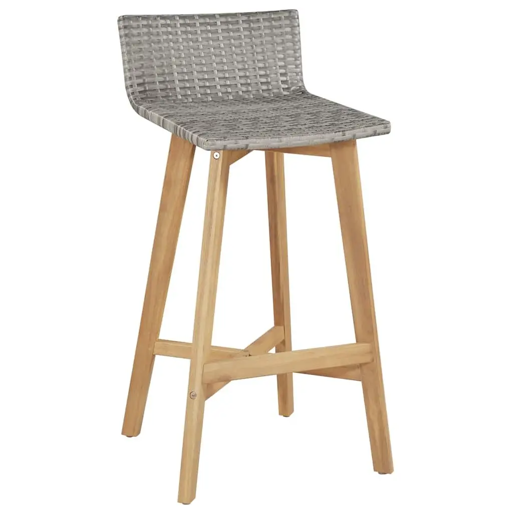 Outdoor Bar Chairs Bar Stools Garden Patio Seating with Footrest Set Brown