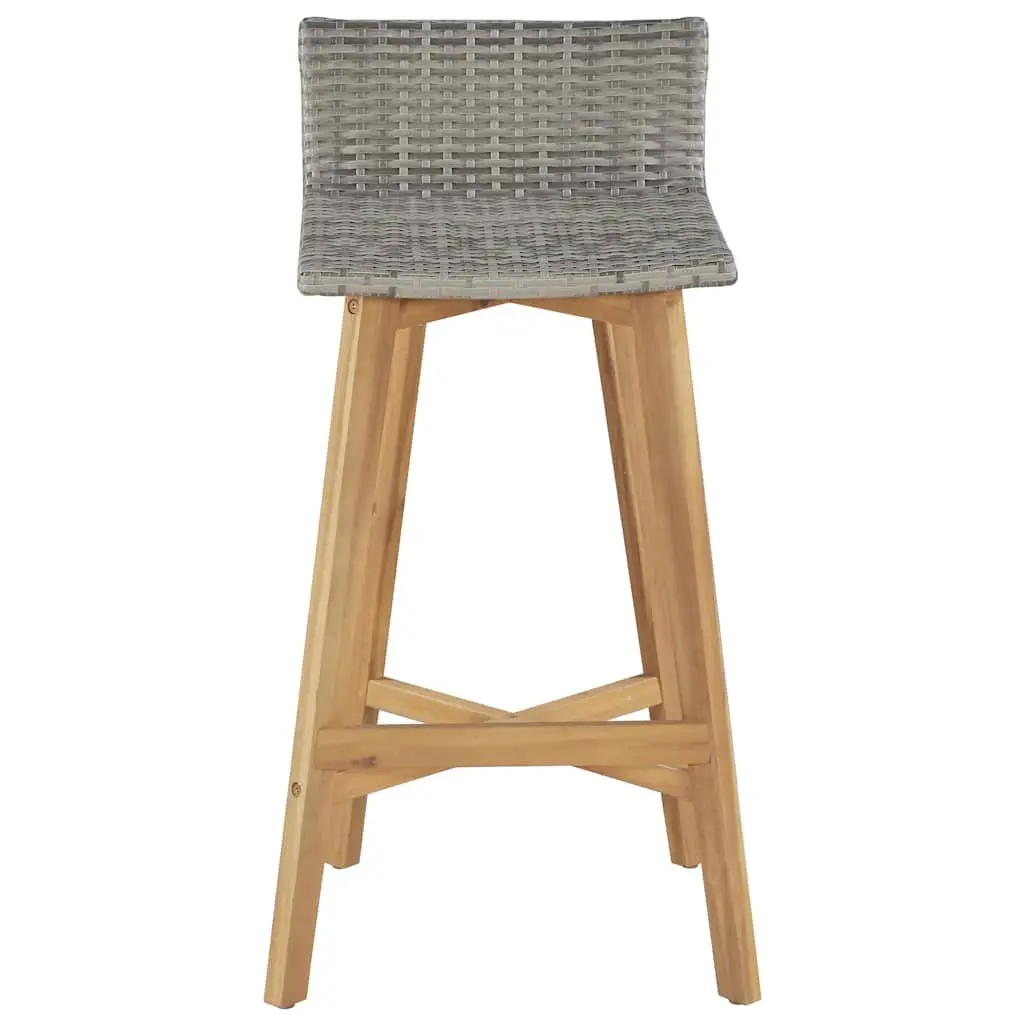 Outdoor Bar Chairs Bar Stools Garden Patio Seating with Footrest Set Brown