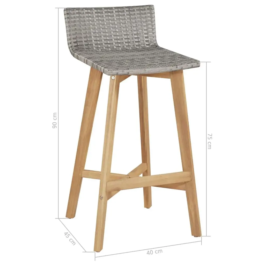 Outdoor Bar Chairs Bar Stools Garden Patio Seating with Footrest Set Brown