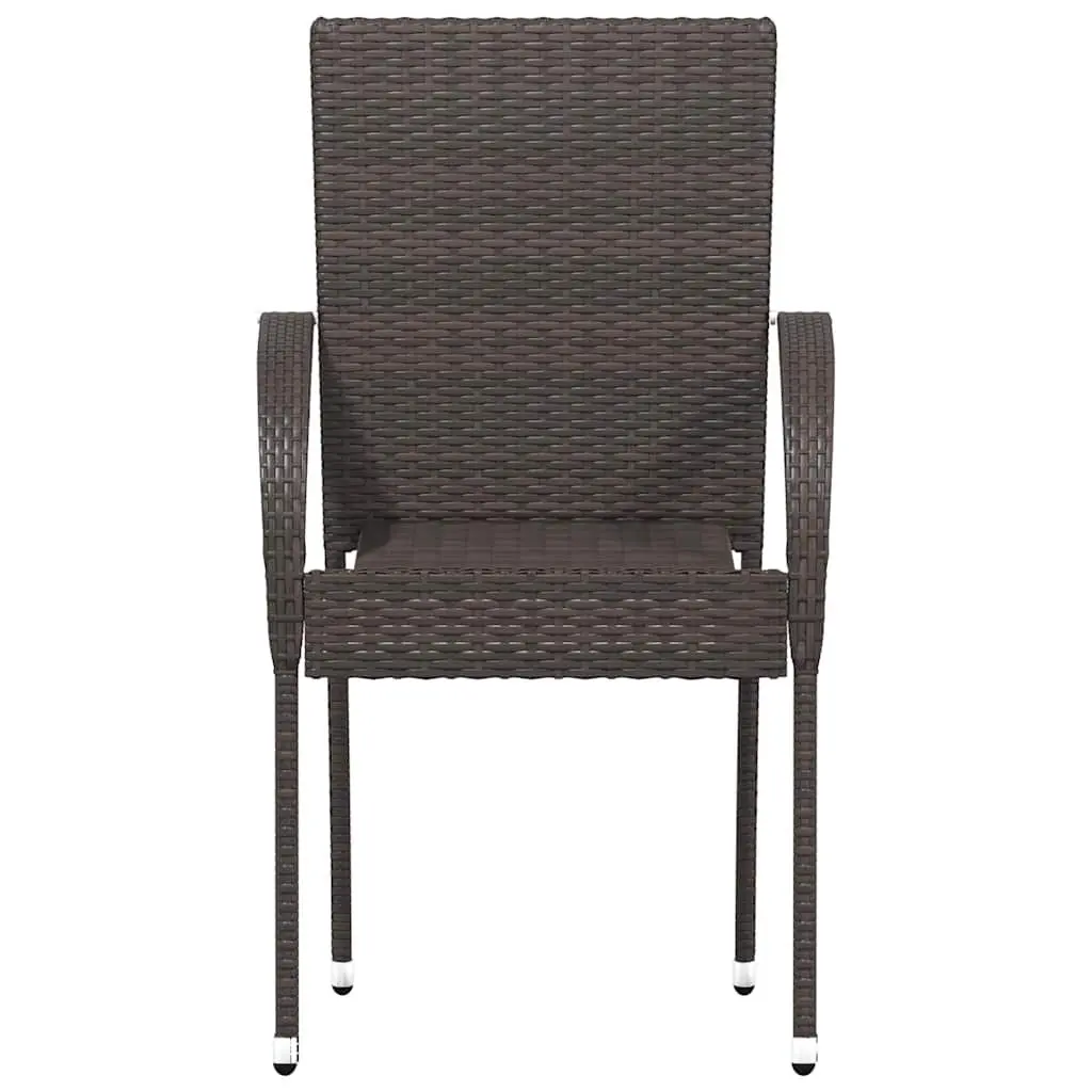 Outdoor Stackable Dining Chairs Brown PE Rattan 2 Piece
