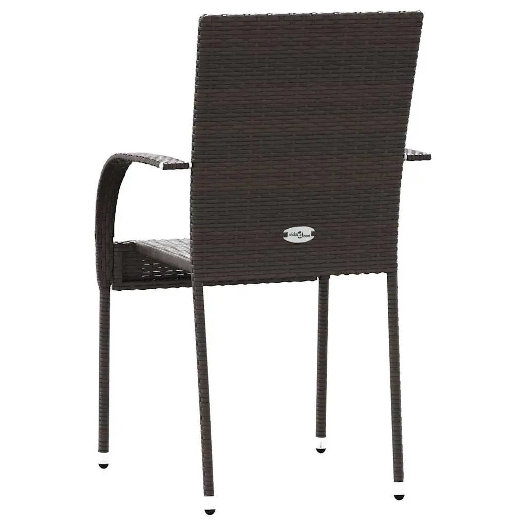 Outdoor Stackable Dining Chairs Brown PE Rattan 2 Piece