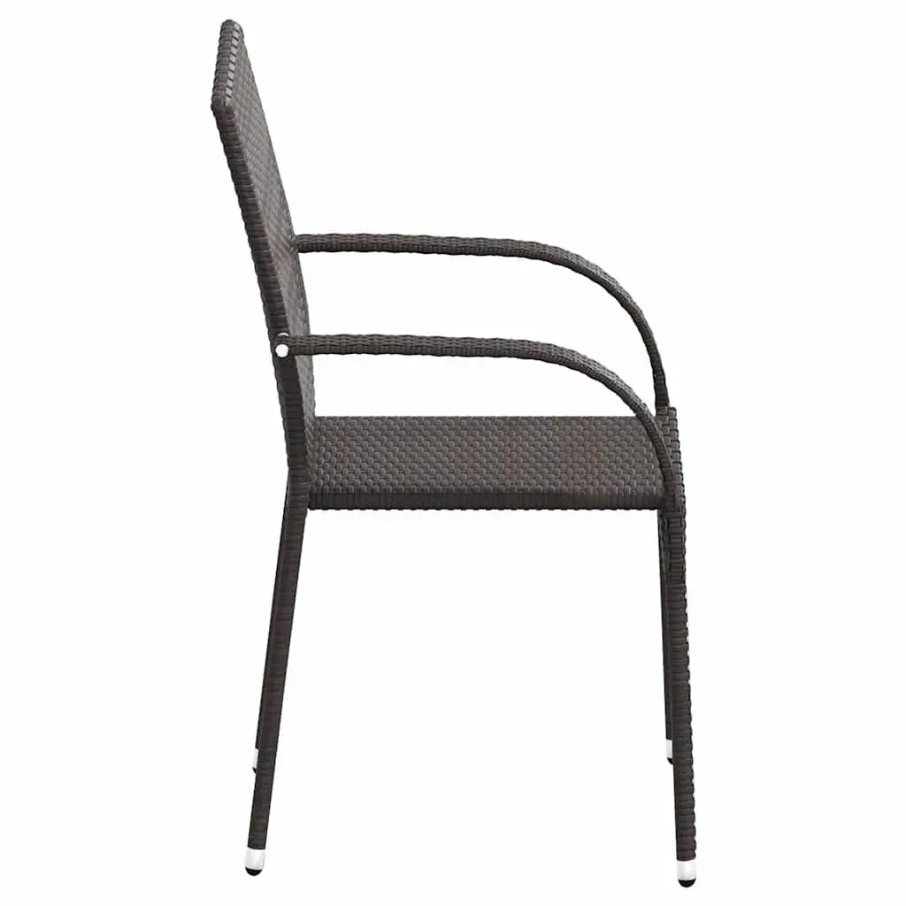 Outdoor Stackable Dining Chairs Brown PE Rattan 2 Piece