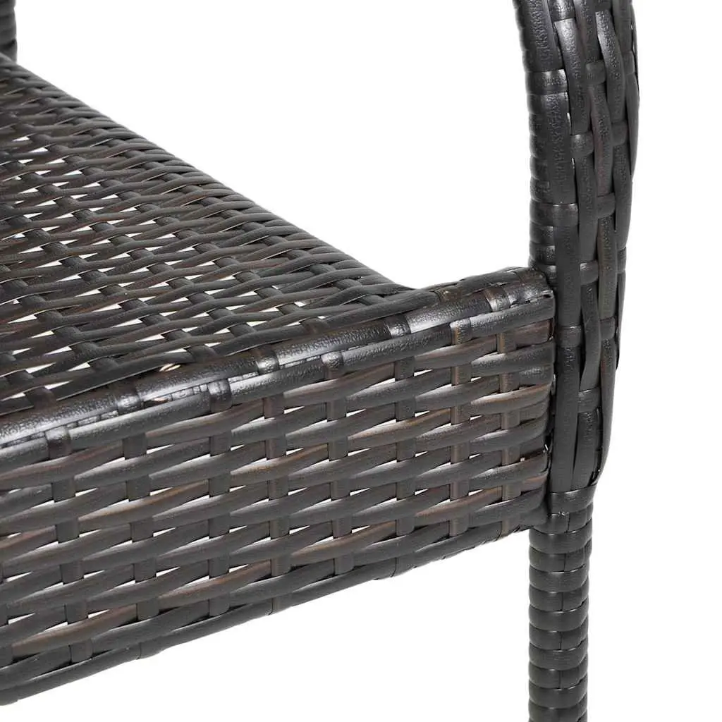 Outdoor Stackable Dining Chairs Brown PE Rattan 2 Piece