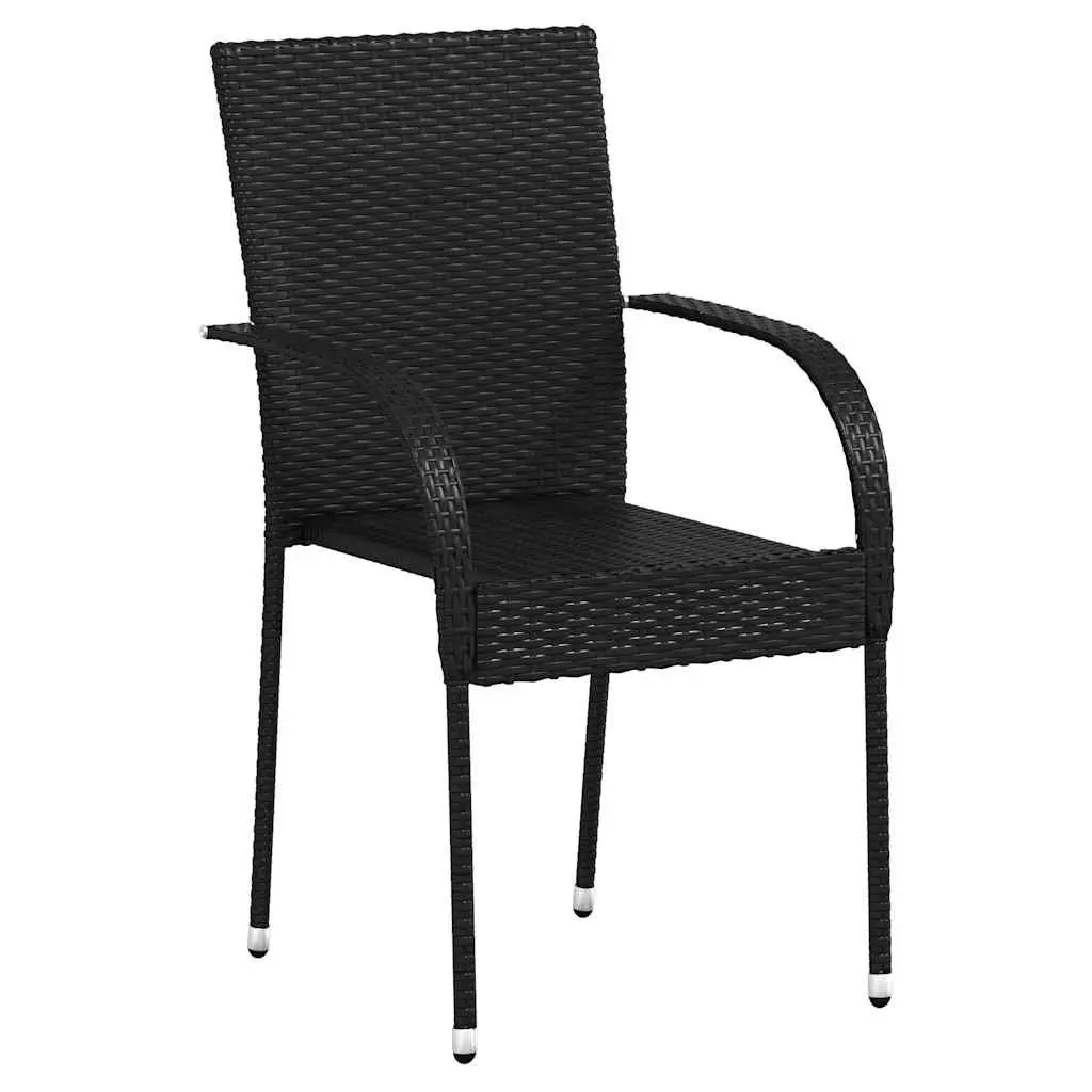 Outdoor Stacking Dining Chairs Lightweight Black 2 Piece
