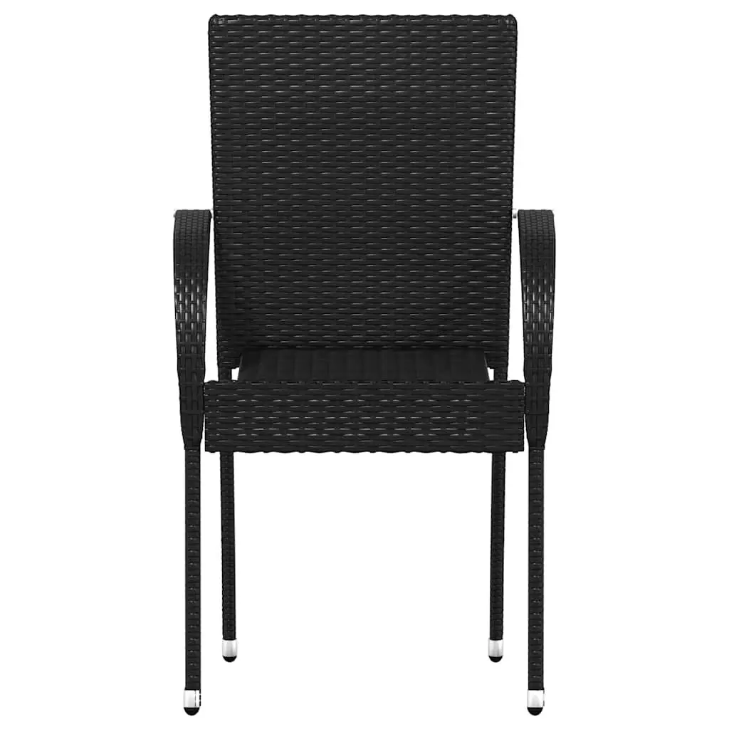 Outdoor Stacking Dining Chairs Lightweight Black 2 Piece