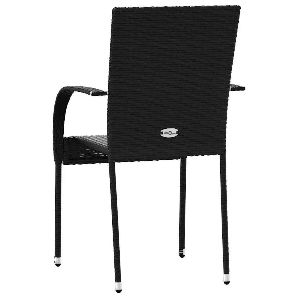 Outdoor Stacking Dining Chairs Lightweight Black 2 Piece