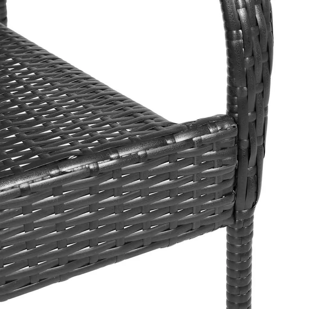 Outdoor Stacking Dining Chairs Lightweight Black 2 Piece