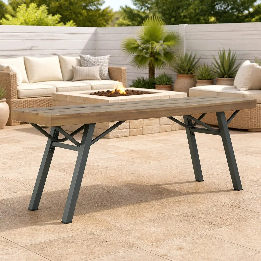 Wooden Garden Bench Weather Resistant 120cm Brown