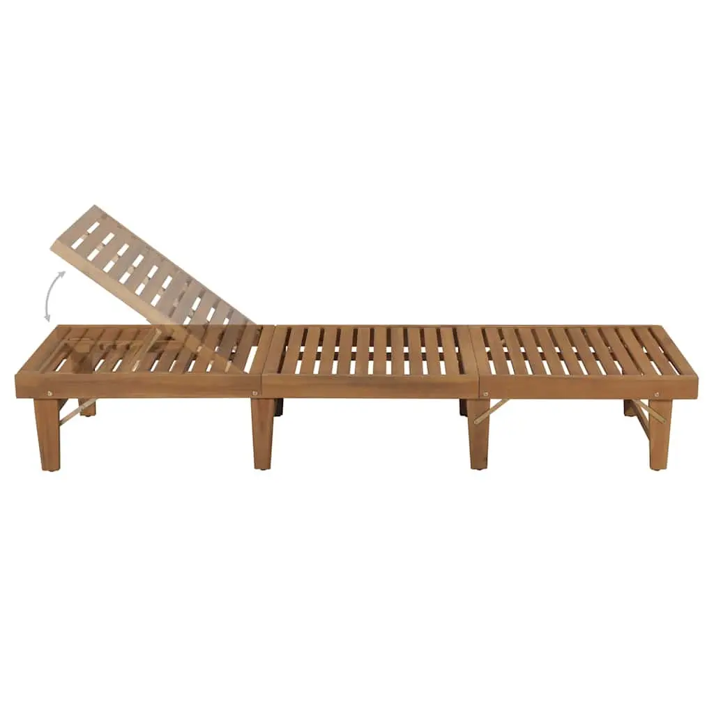 Folding Wooden Sun Lounger Adjustable Backrest Outdoor Garden Patio Deck Chair