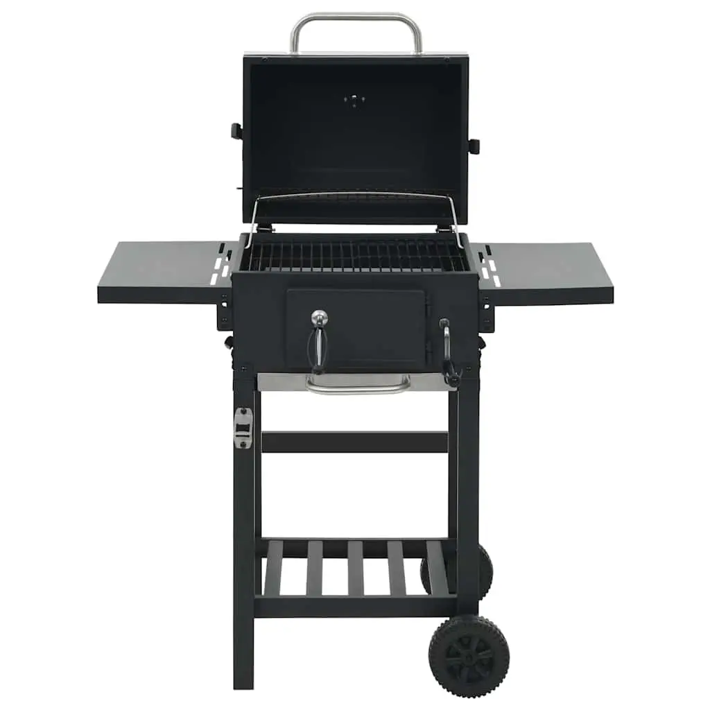 Charcoal BBQ Grill Heavy-duty with Integrated Thermometer Black Outdoor Cooking