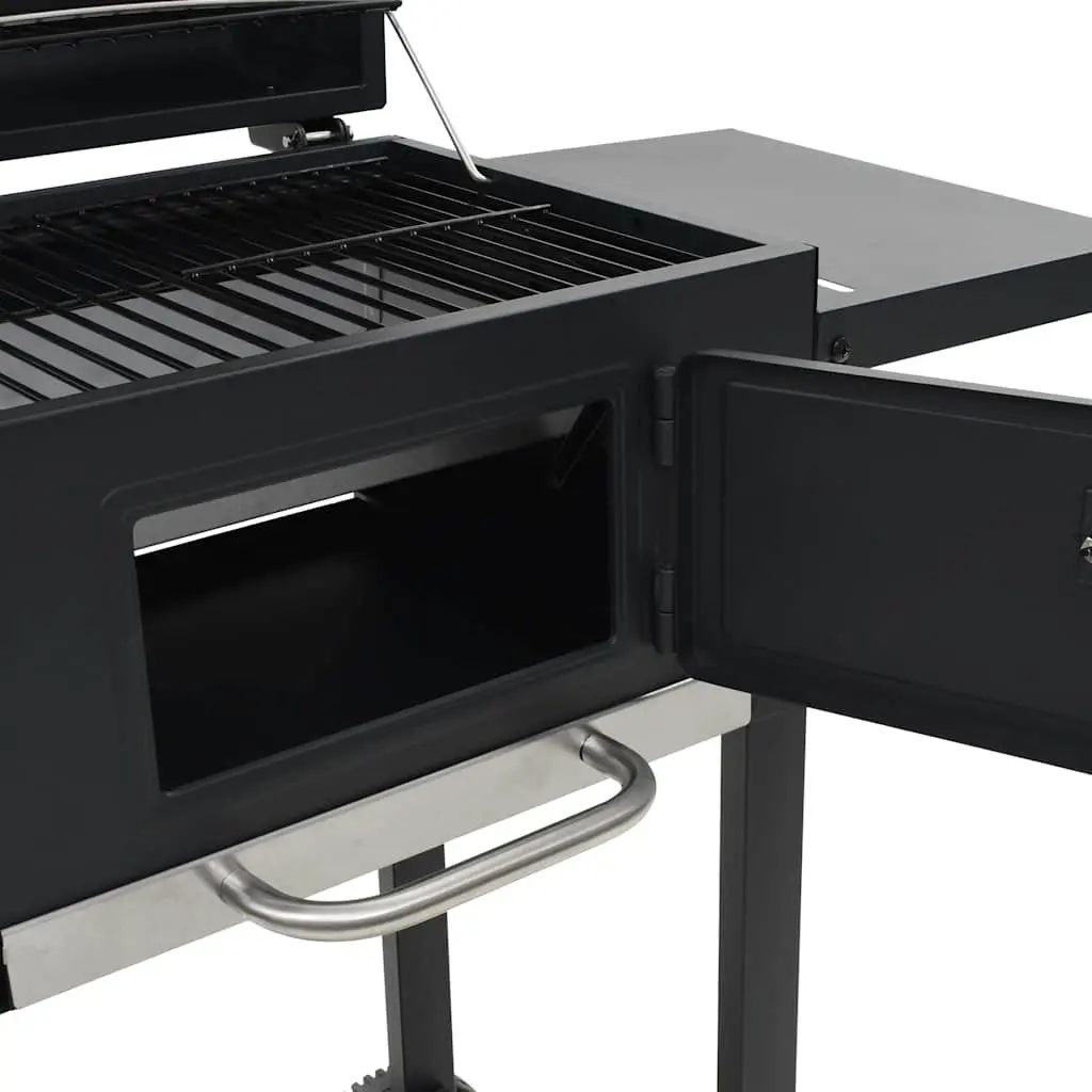Charcoal BBQ Grill Heavy-duty with Integrated Thermometer Black Outdoor Cooking