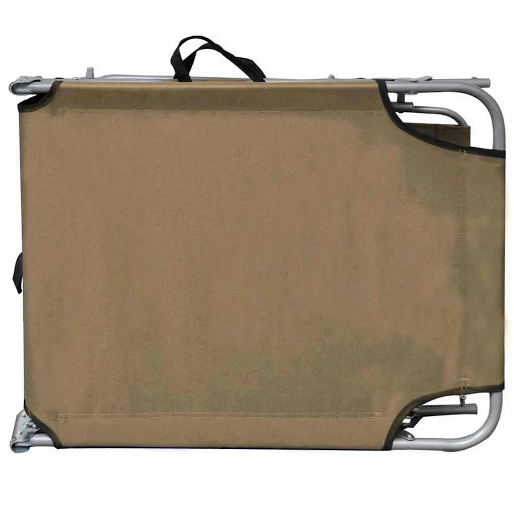 Sun Lounger Folding Chair Adjustable Backrest with Canopy Taupe