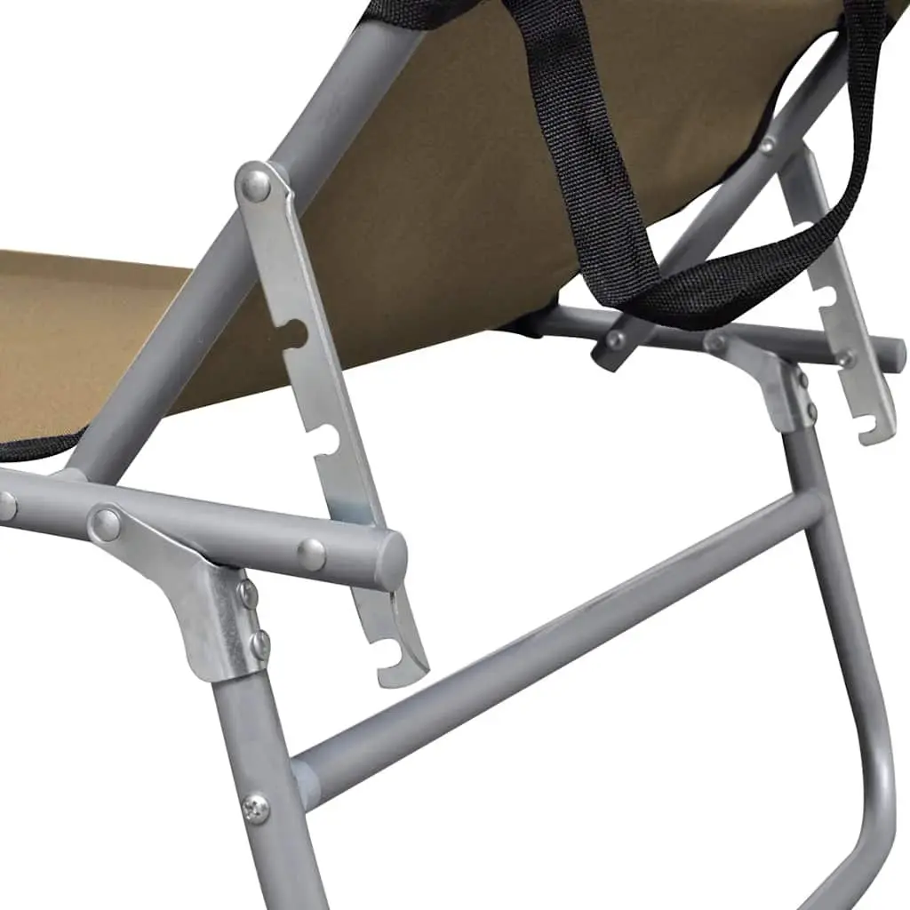 Sun Lounger Folding Chair Adjustable Backrest with Canopy Taupe