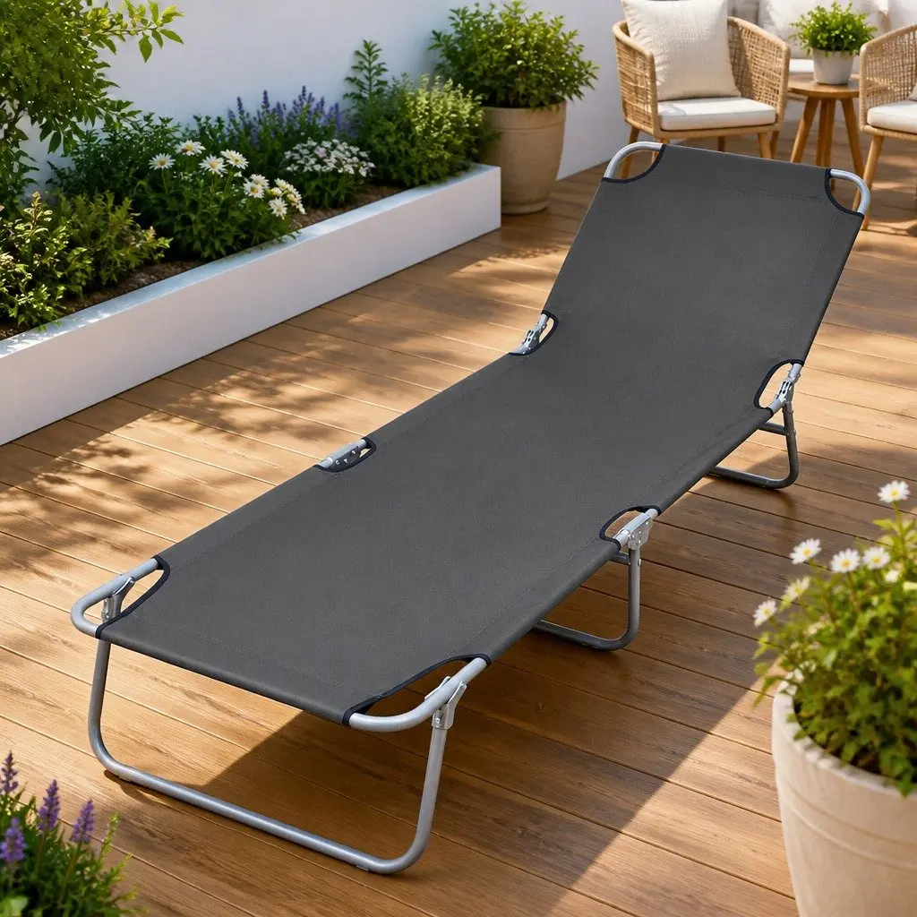 Adjustable Grey Sun Lounger
