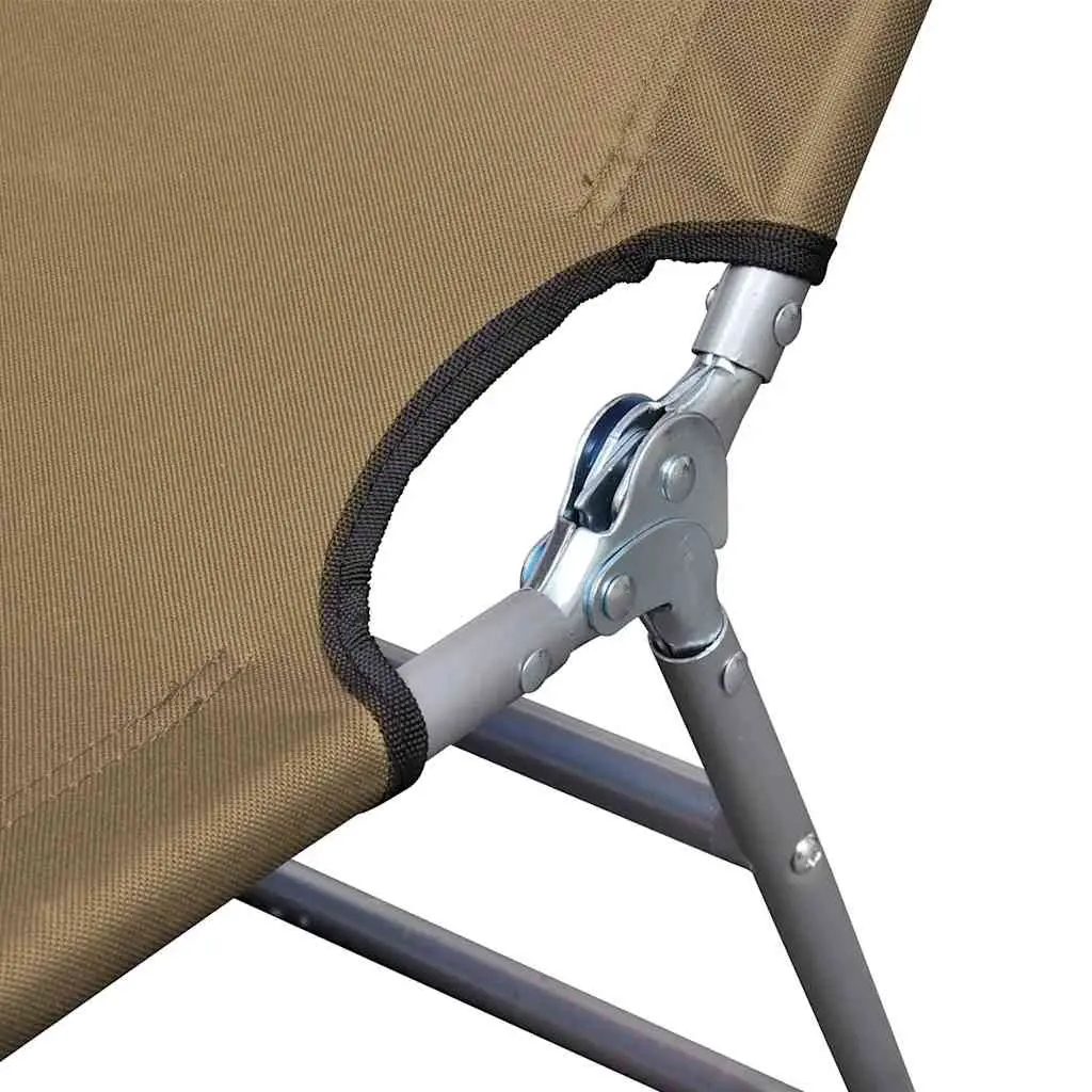 Foldable Sun Lounger Adjustable Backrest Garden Beach Relaxing Chair Taupe