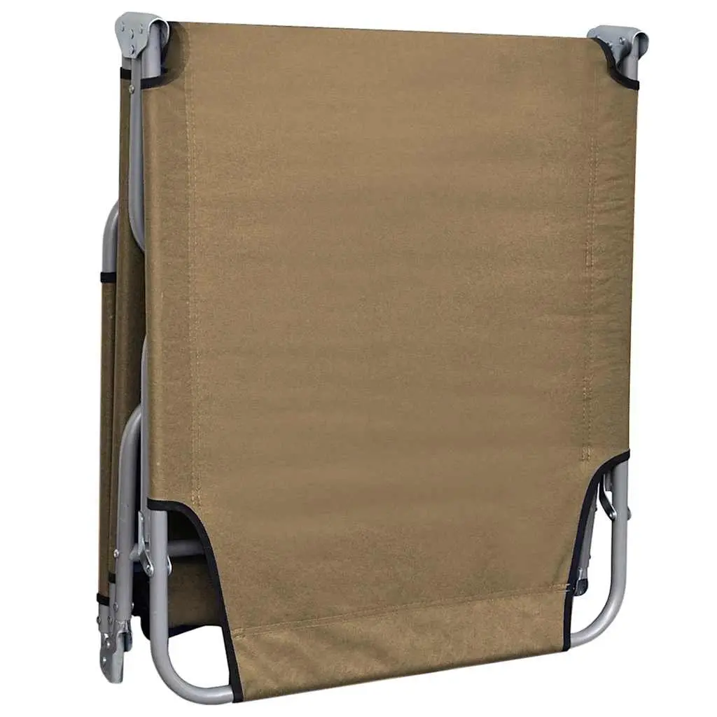 Foldable Sun Lounger Adjustable Backrest Garden Beach Relaxing Chair Taupe