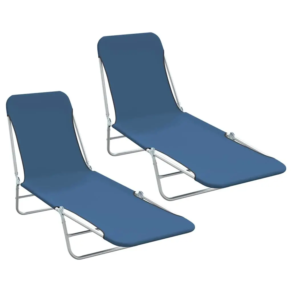 Foldable Sun Loungers Adjustable Backrest 2 pcs Garden Beach Outdoor Seating