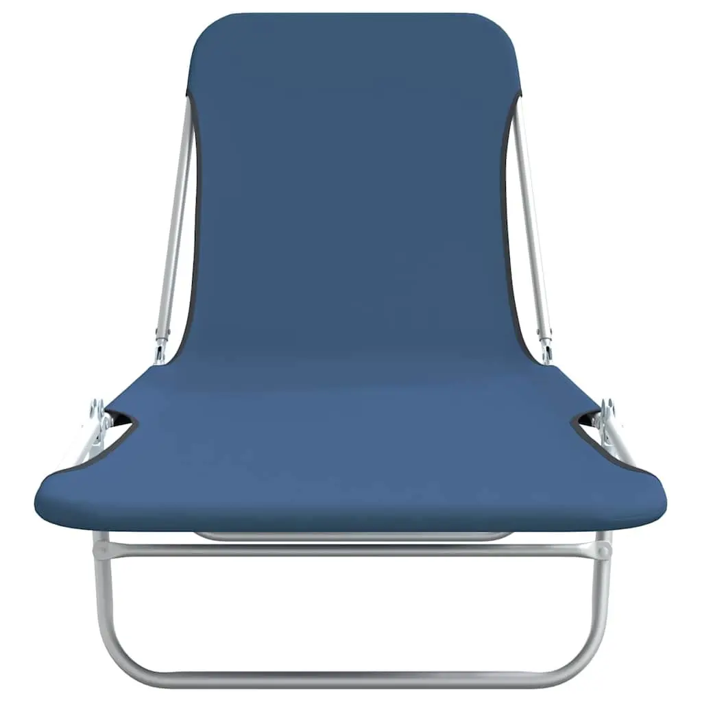 Foldable Sun Loungers Adjustable Backrest 2 pcs Garden Beach Outdoor Seating