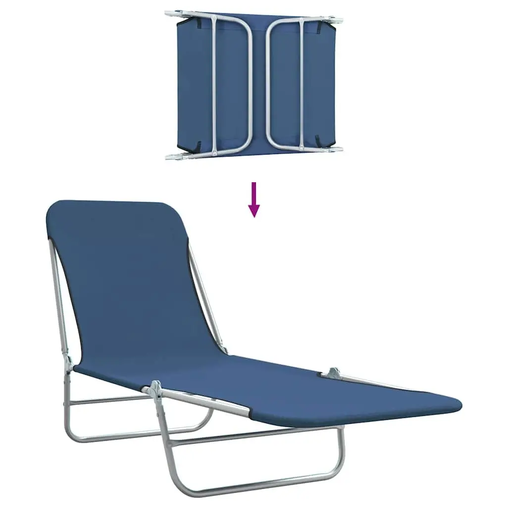 Foldable Sun Loungers Adjustable Backrest 2 pcs Garden Beach Outdoor Seating