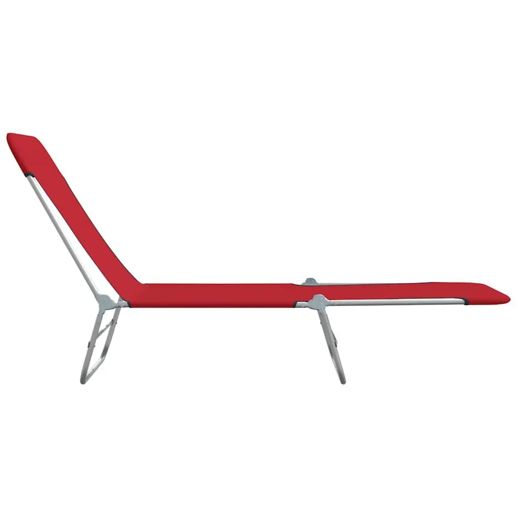 Sun Loungers 2 pcs Foldable Adjustable Backrest Garden Beach Outdoor Seating Red