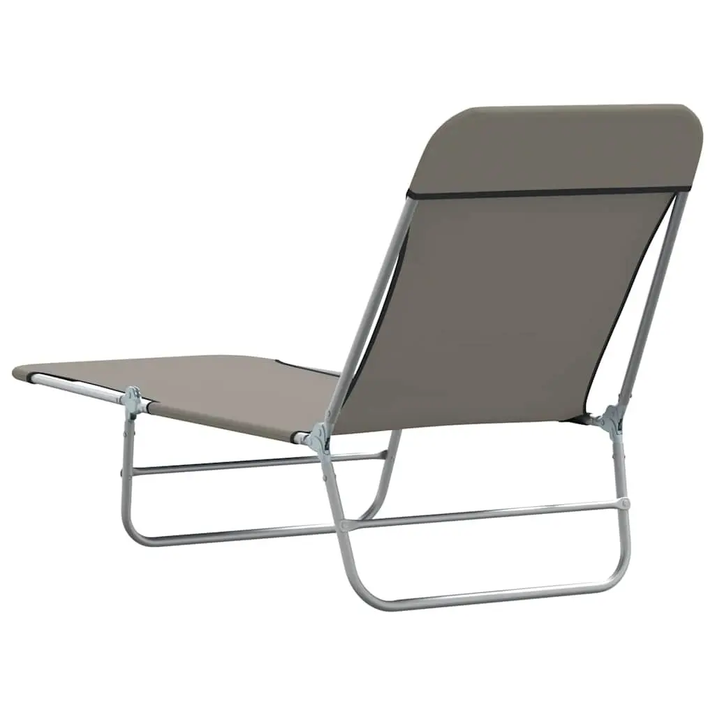 Folding Sun Loungers Adjustable Backrest 2pc Set Grey