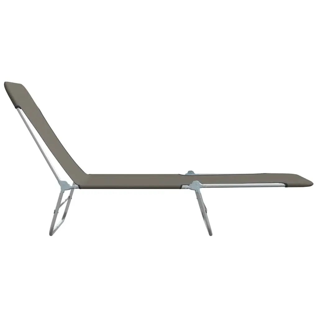 Folding Sun Loungers Adjustable Backrest 2pc Set Grey