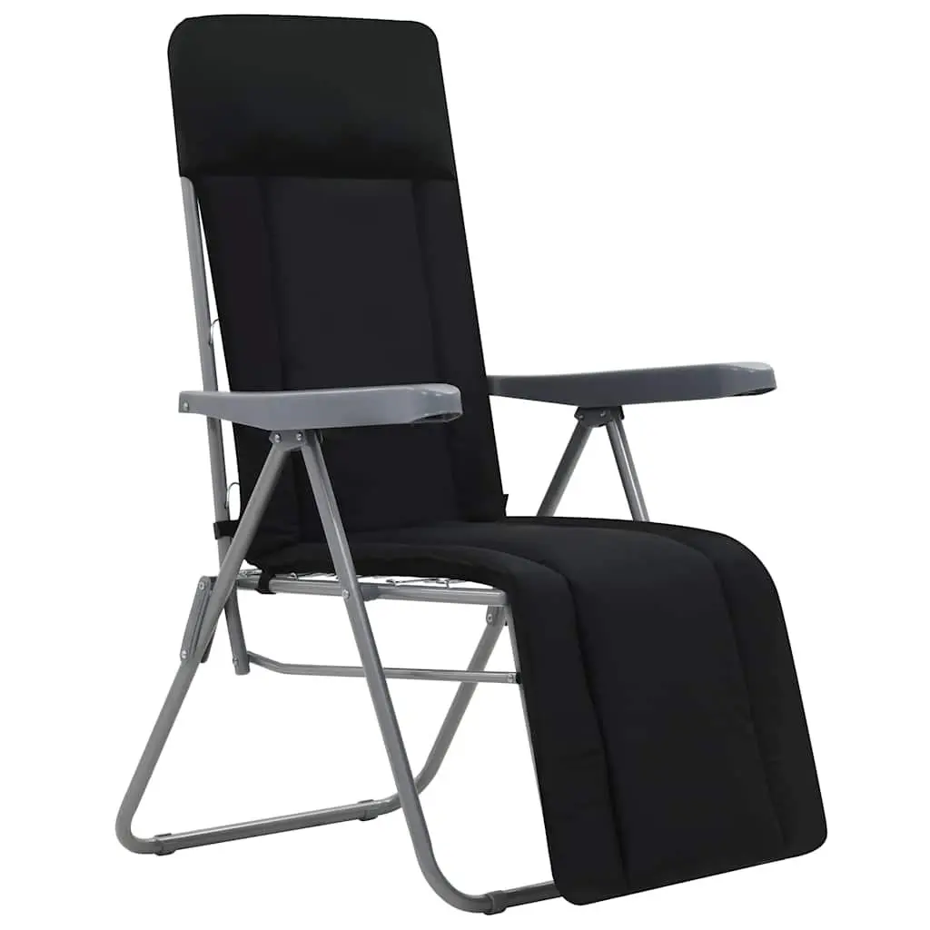 Folding Garden Chairs with Cushions Adjustable Recline 2 pcs Black