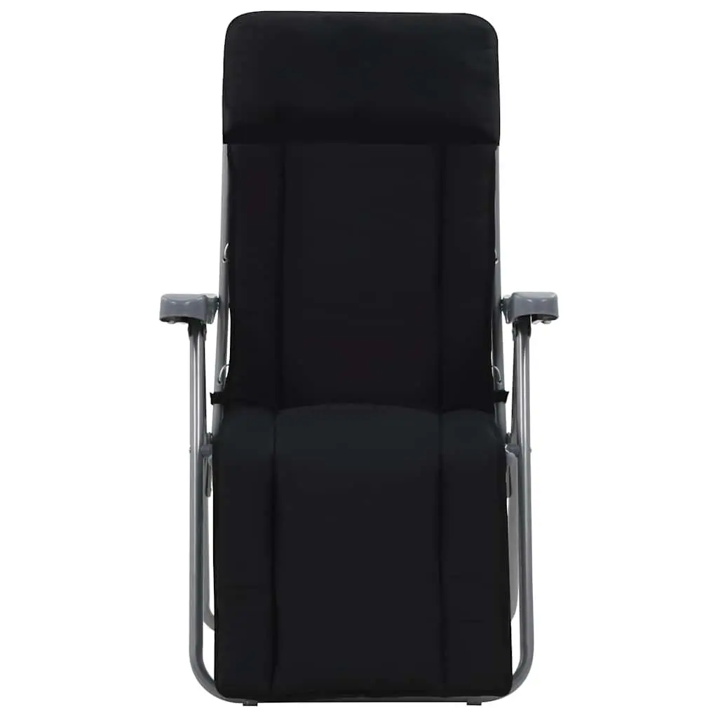 Folding Garden Chairs with Cushions Adjustable Recline 2 pcs Black
