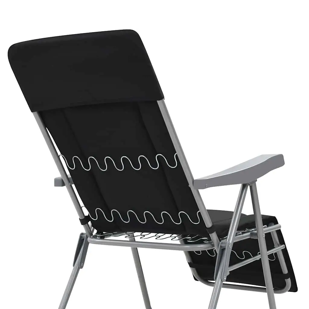 Folding Garden Chairs with Cushions Adjustable Recline 2 pcs Black
