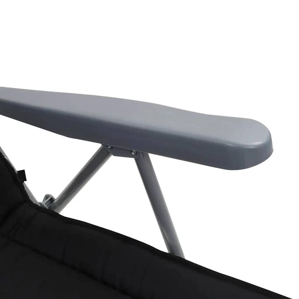 Folding Garden Chairs with Cushions Adjustable Recline 2 pcs Black