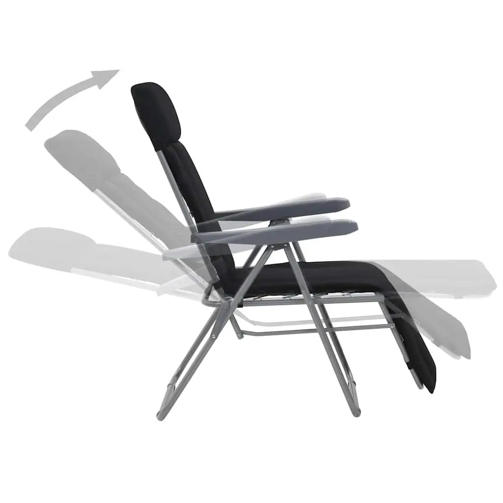 Folding Garden Chairs with Cushions Adjustable Recline 2 pcs Black