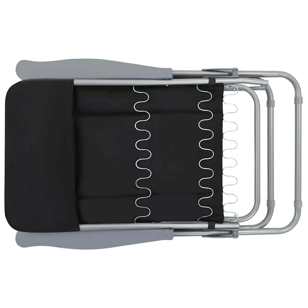 Folding Garden Chairs with Cushions Adjustable Recline 2 pcs Black