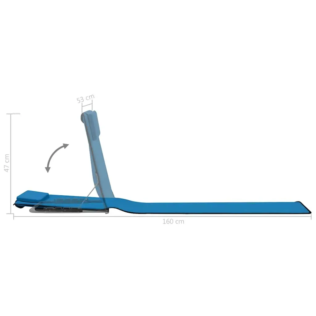Folding Beach Lounger Set 2 pcs Steel Frame Fabric Backrest Sun Chair Blue