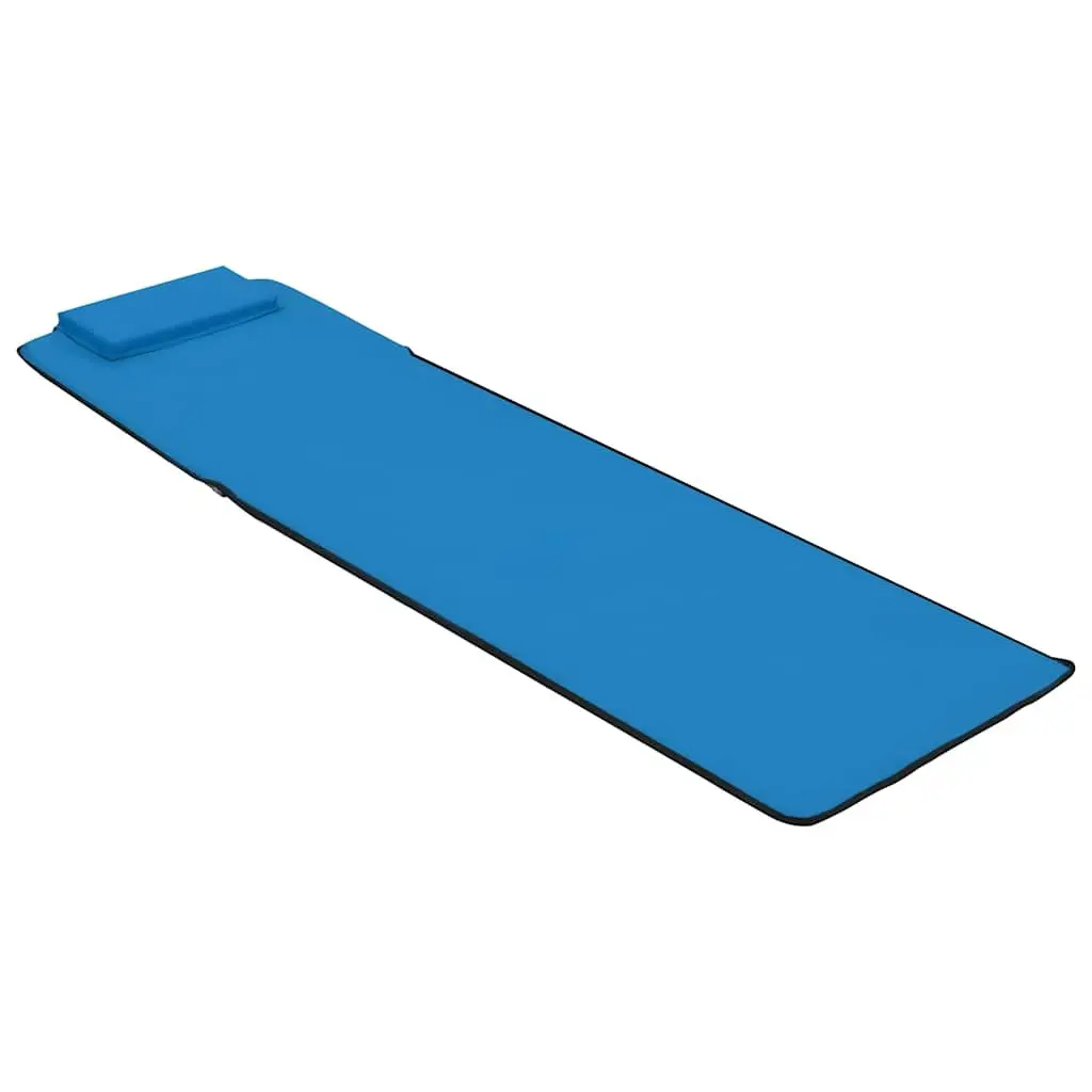 Folding Beach Lounger Set 2 pcs Steel Frame Fabric Backrest Sun Chair Blue