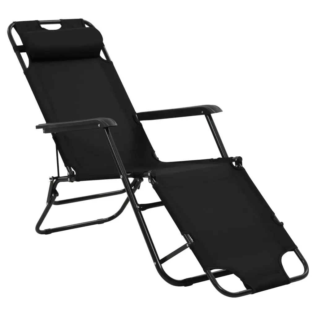Folding Sun Loungers Adjustable Recliner Chairs 2 Pack Steel Frame Outdoor Garden