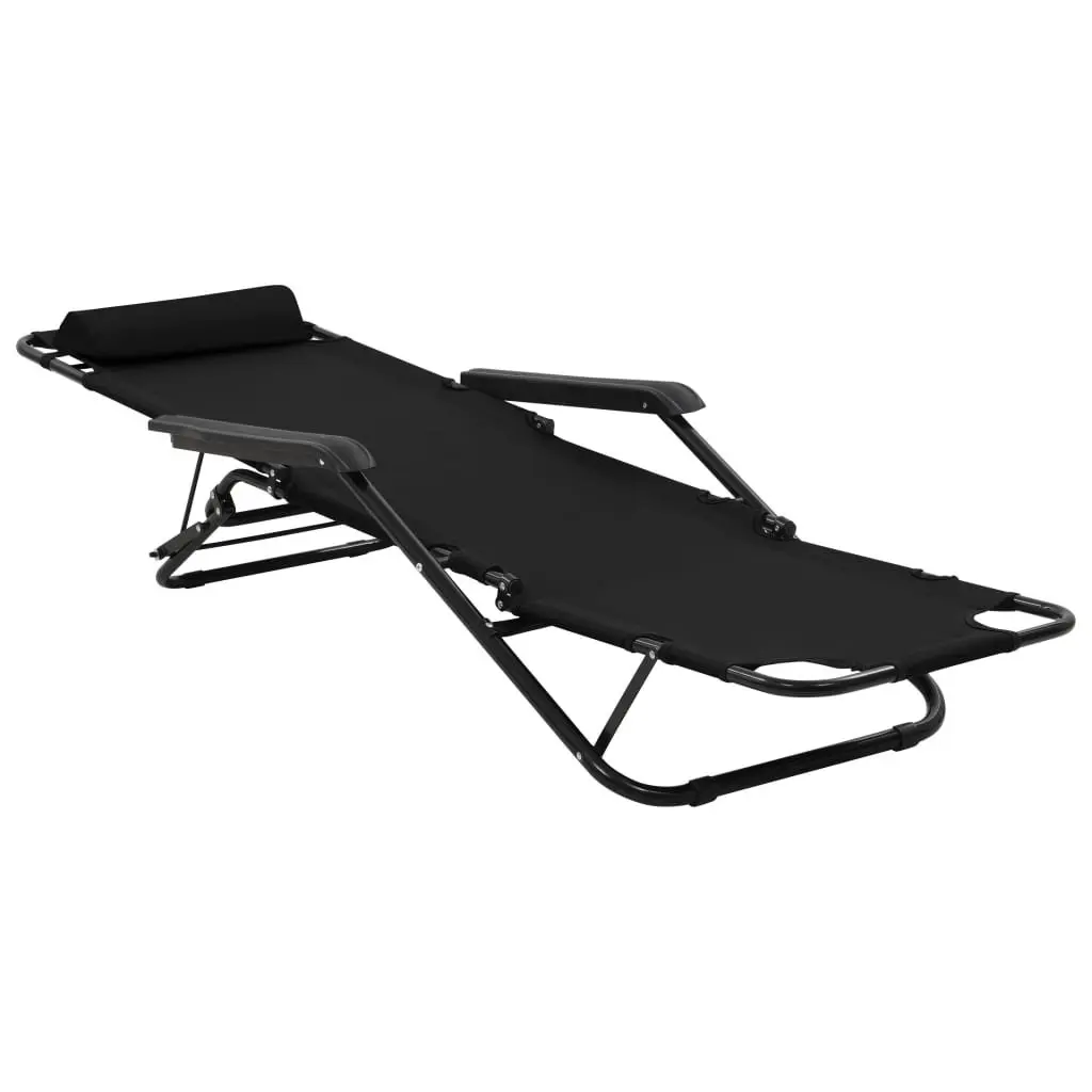Folding Sun Loungers Adjustable Recliner Chairs 2 Pack Steel Frame Outdoor Garden