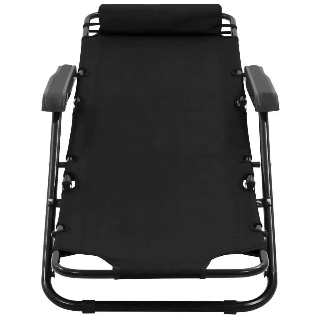 Folding Sun Loungers Adjustable Recliner Chairs 2 Pack Steel Frame Outdoor Garden