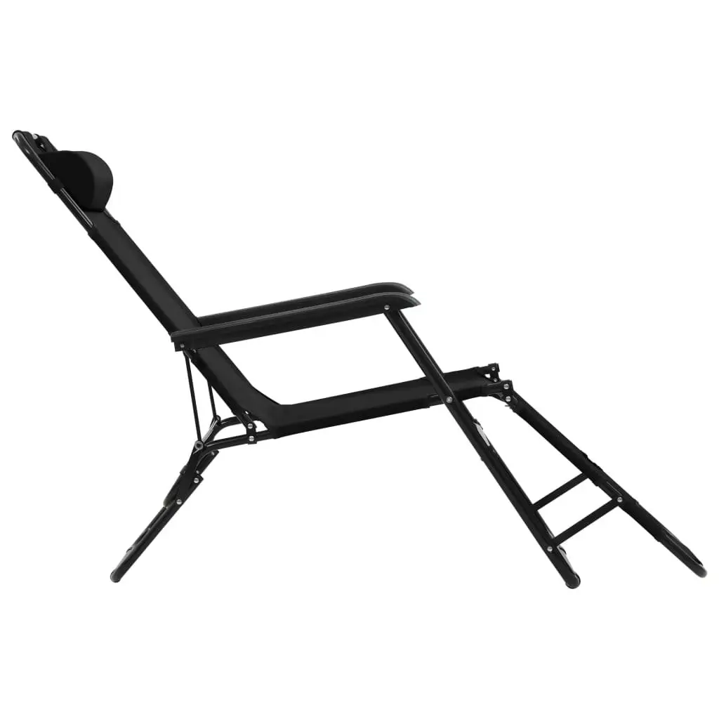 Folding Sun Loungers Adjustable Recliner Chairs 2 Pack Steel Frame Outdoor Garden