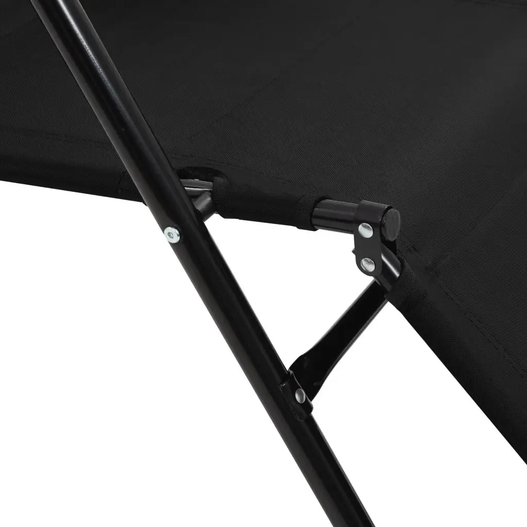 Folding Sun Loungers Adjustable Recliner Chairs 2 Pack Steel Frame Outdoor Garden