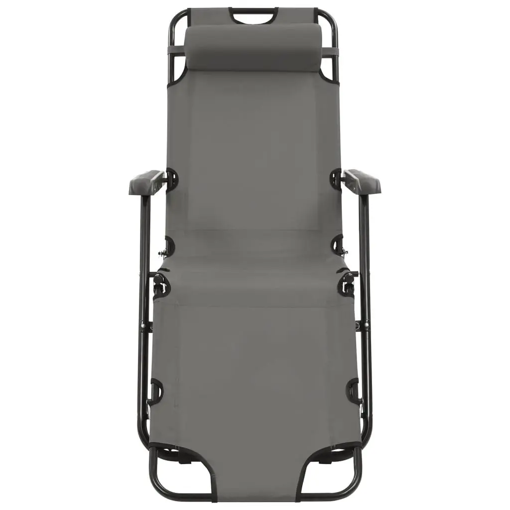 Folding Sun Loungers Adjustable Reclining Grey 2 pcs