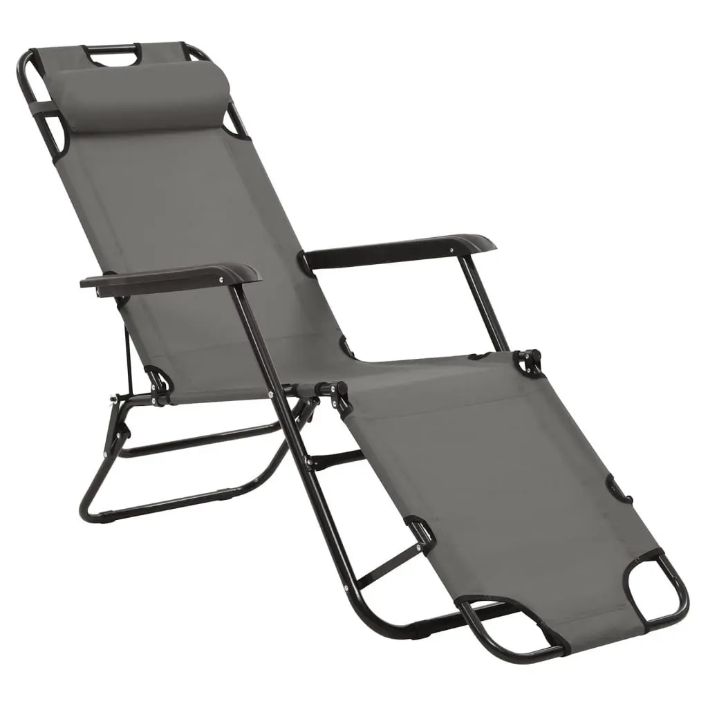 Folding Sun Loungers Adjustable Reclining Grey 2 pcs