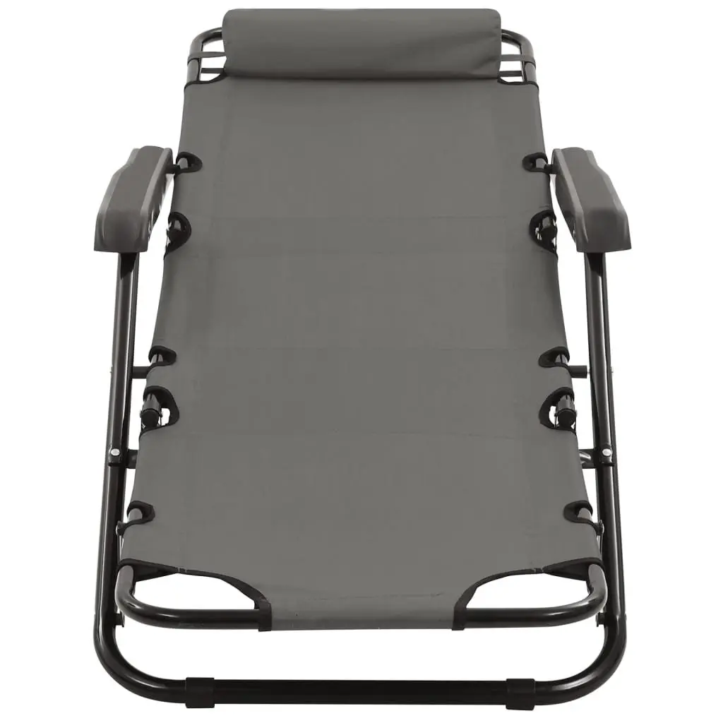 Folding Sun Loungers Adjustable Reclining Grey 2 pcs