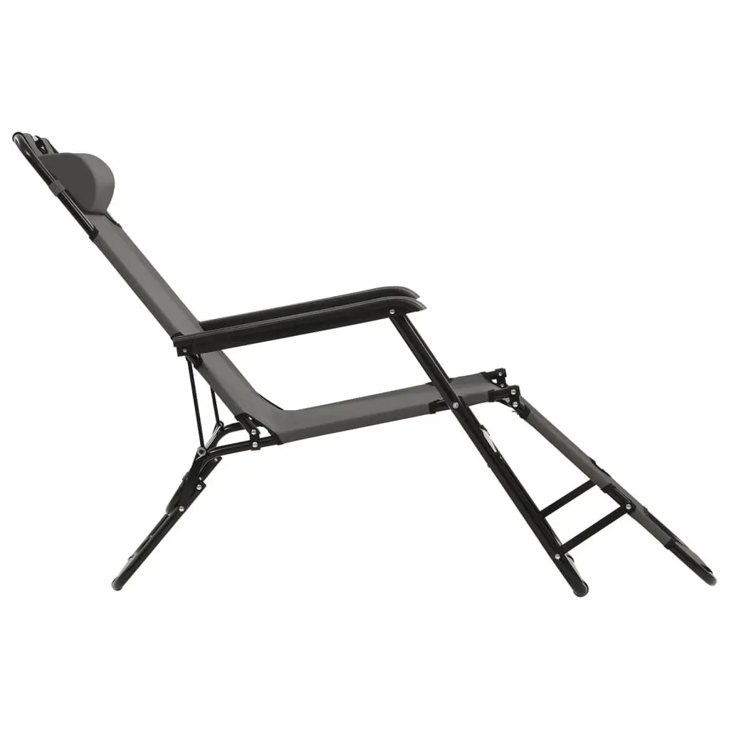 Folding Sun Loungers Adjustable Reclining Grey 2 pcs