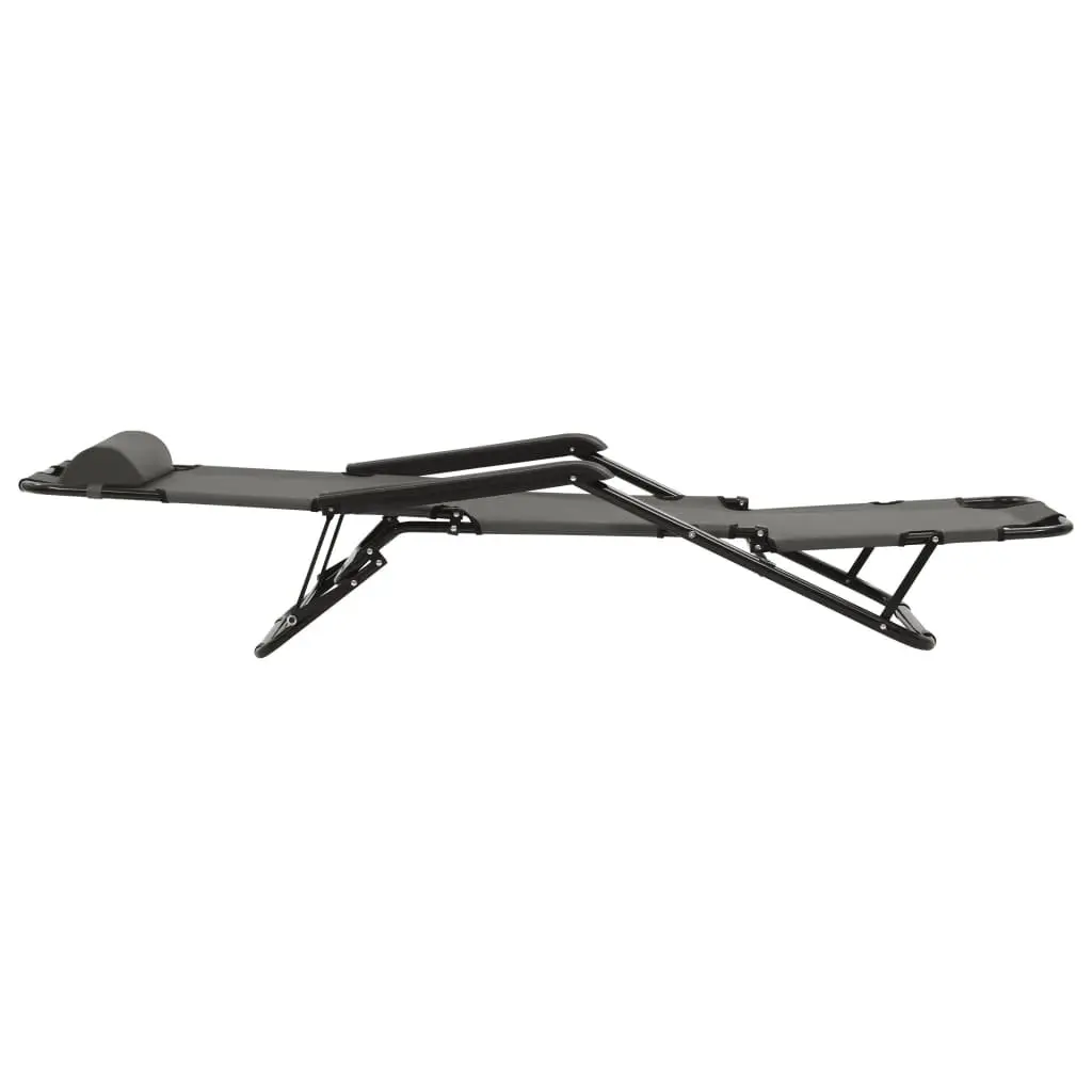 Folding Sun Loungers Adjustable Reclining Grey 2 pcs