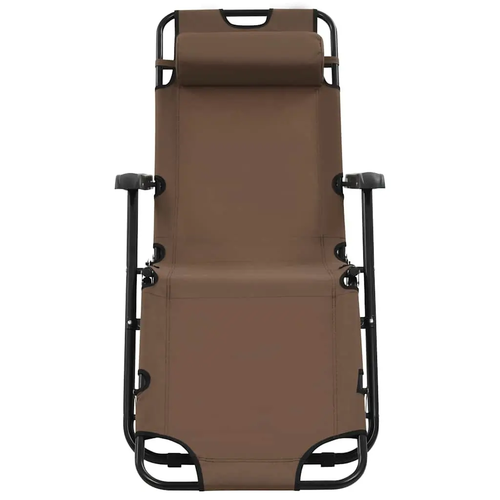 Folding Sun Loungers Adjustable Reclining Chairs with Headrest and Footrest Outdoor 2 Piece